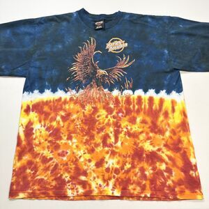 Harley Davidson Flames Eagle USA T-Shirt Size L Y2K Tie Dye 2005 Single Stitch